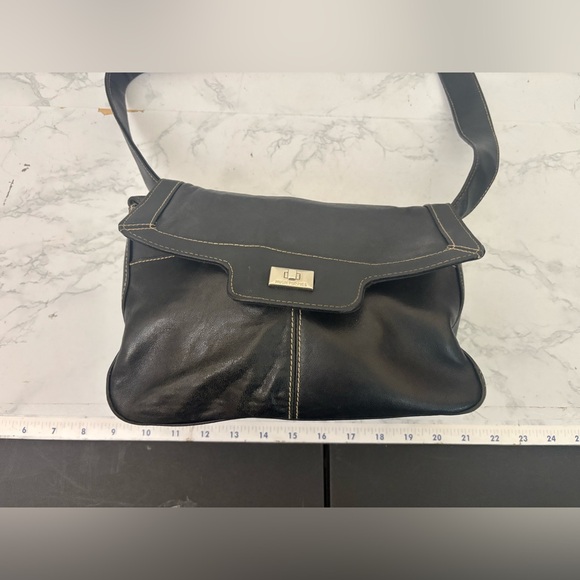 Hush Puppies Leather Handbag Shoulder Bag Black Vintage 80s - Picture 7 of 10